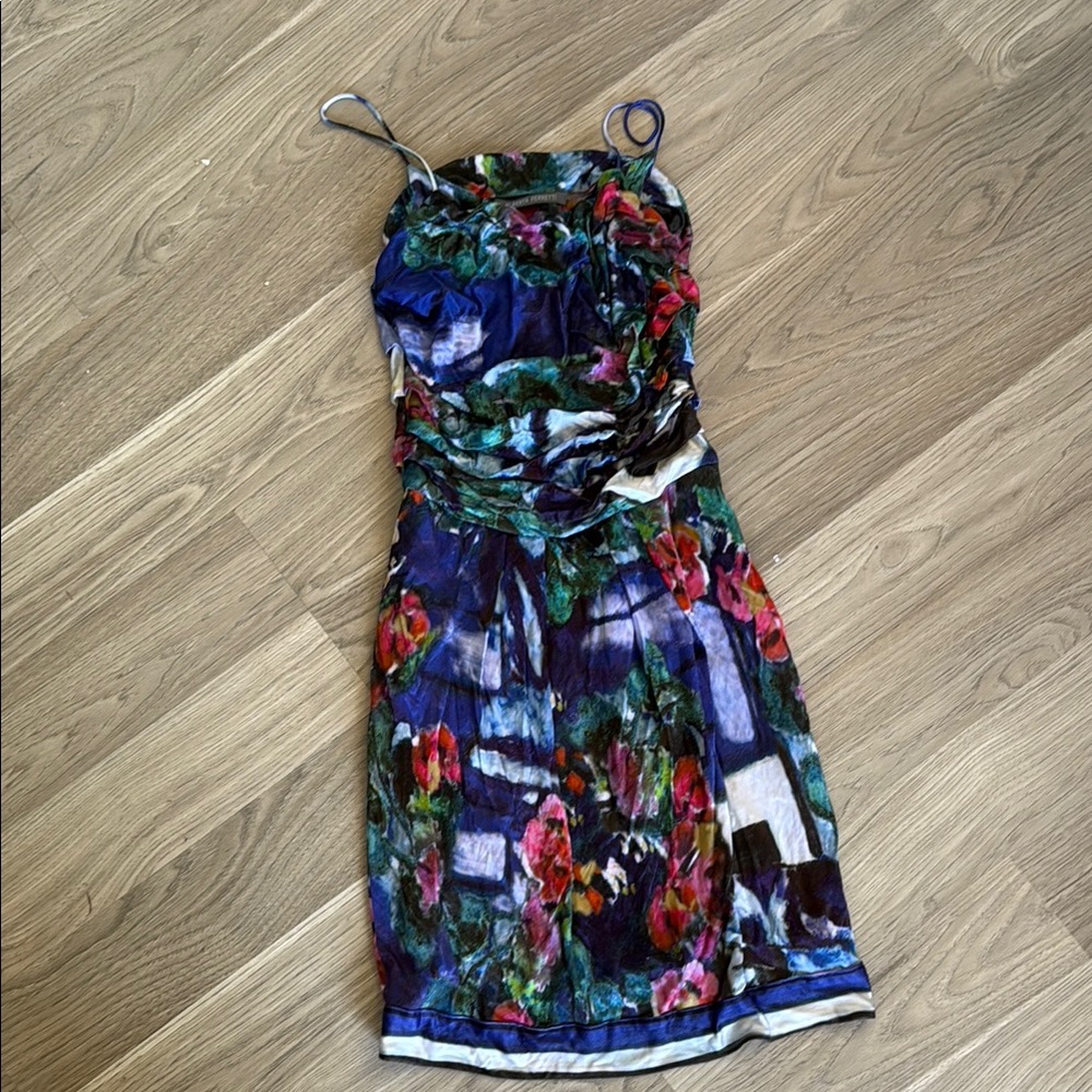 Alberta Ferreti Floral Blue and Green Women's Dress